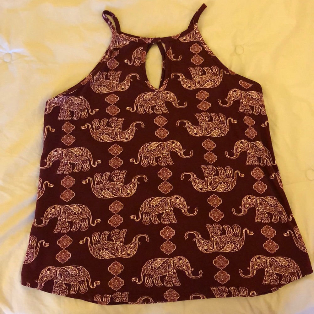 Maroon elephant sleeveless top